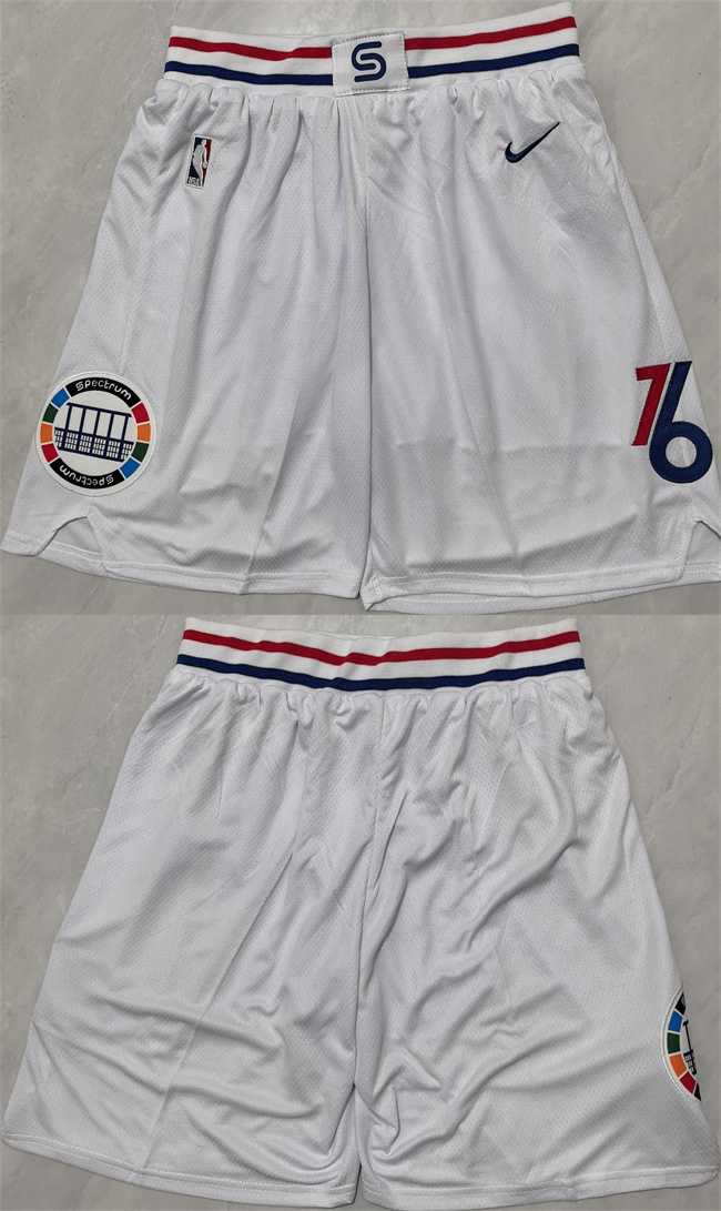 Mens Philadelphia 76ers White Shorts->nba shorts->NBA Jersey